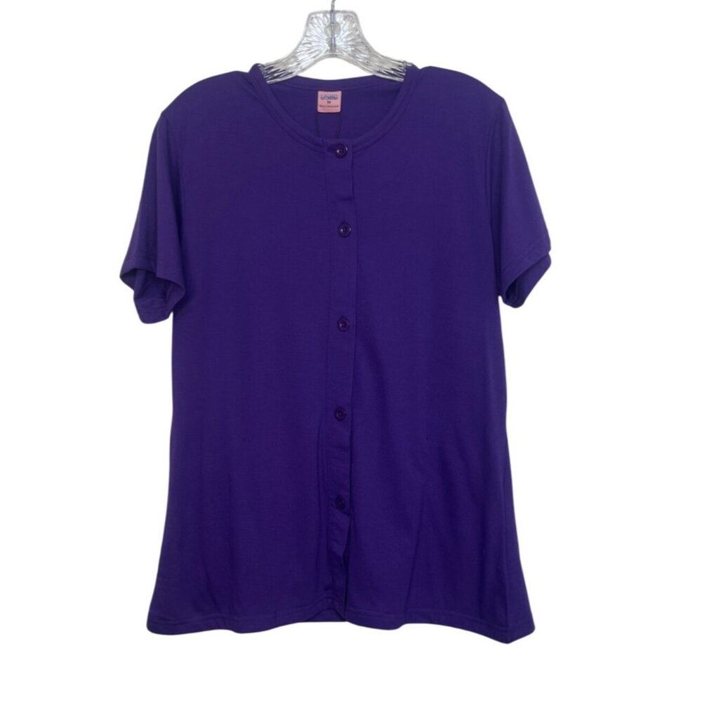 USBD Button Front Shirt Womens Medium Purple New Short Sleeve